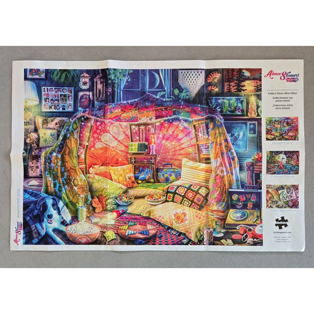 Buffalo Games Blanket Fort 1979 1000 pc Aimee Stewart Complete Puzzle 2022 Dog - Picture 7 of 7